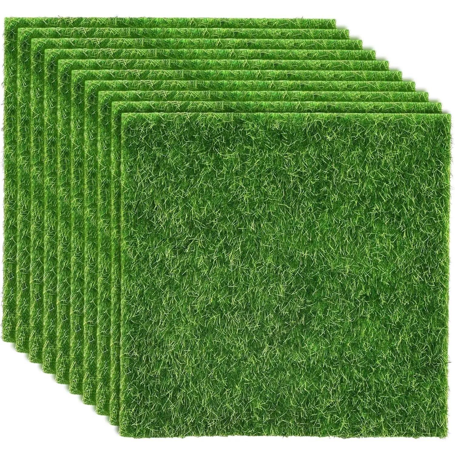 10 Packs  Grass Decor for Crafts, 6" x 6" Fairy Artificial Grass for Miniature Garden, Dollhouse Ornament DIY Decoration