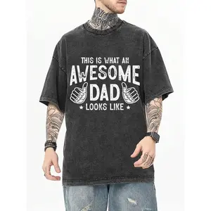 Washed Cotton T-Shirt Celebrating Fatherhood Featuring Iconic Thumbs Up Design for Amazing Dads