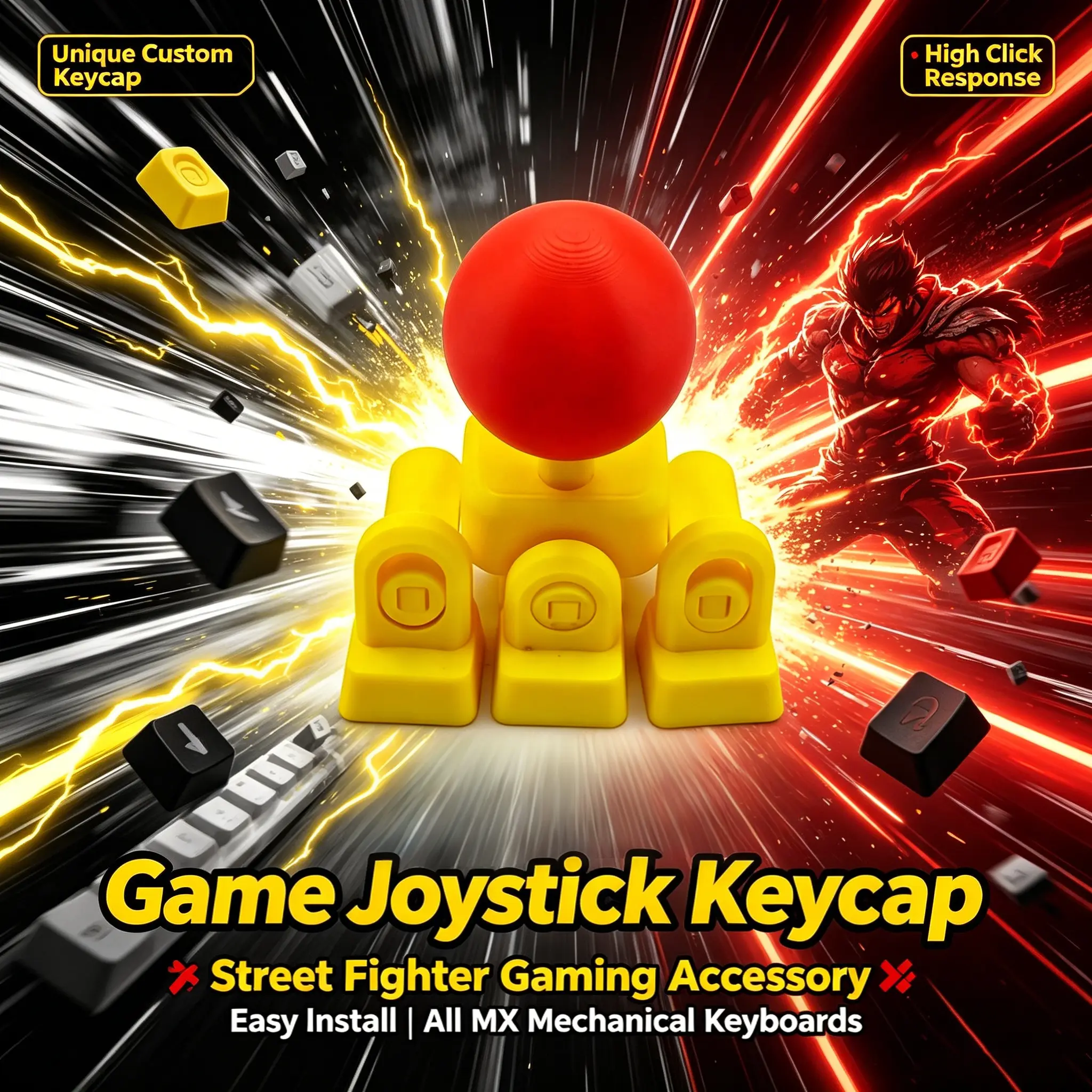 1PC Unique 3D Printed Arcade Joystick Keycap, King of Fighters Game Keycaps, Mechanical Keyboard WASD Arrow Keys, PC Keyboard Accessories, Perfect Gift for Gamers