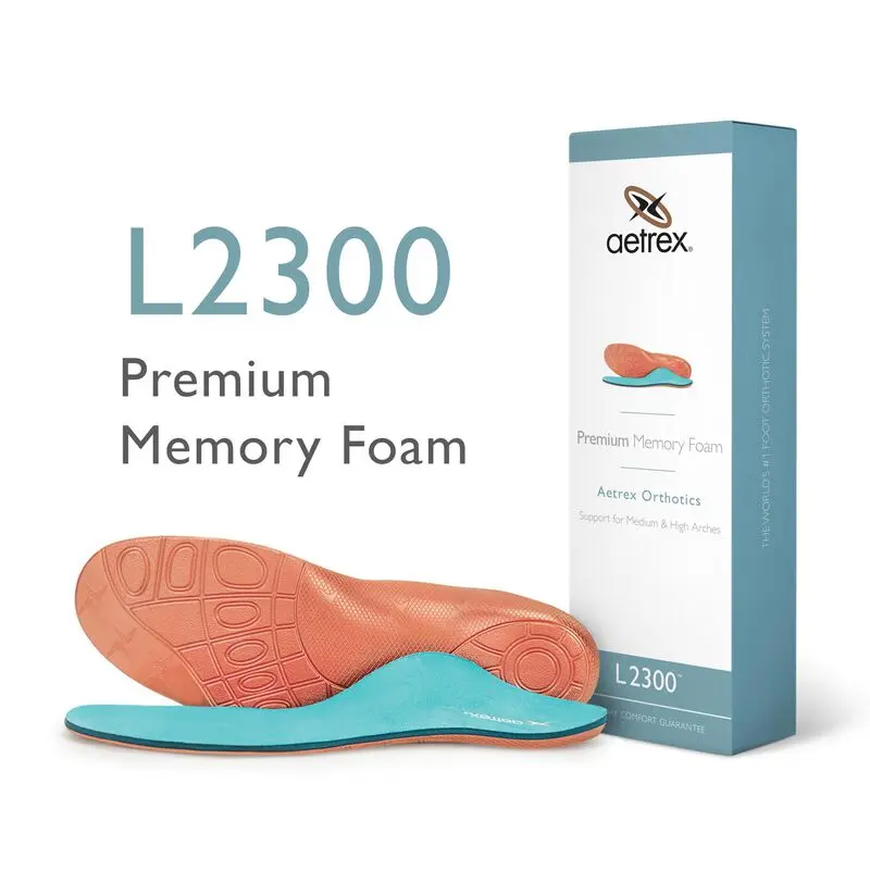 Aetrex Men’s Memory Foam Plantar Fasciitis Insoles - Soft Cushioned Arch Support Orthotics for Medium & High Arches, All-Day Comfort, Foot Pain Relief, Soft Cushioned Insole