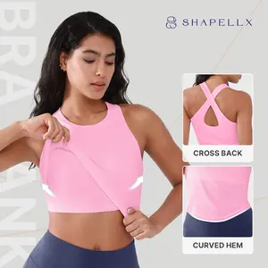 Shapellx NeoSweat AirSlim Essential Built-In Bra Tank Casual Plain Round Neck Top