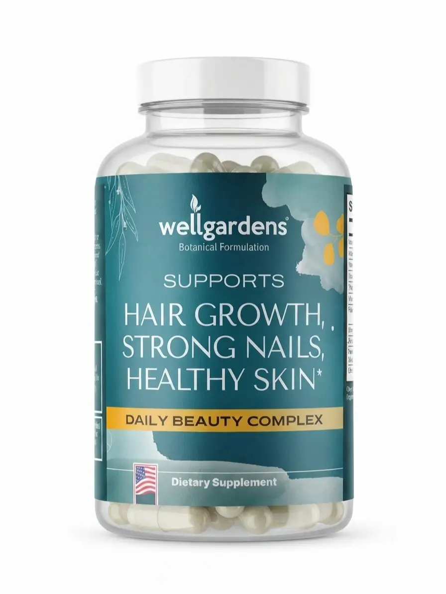 Hair Skin and Nails Vitamins with Biotin 5000mcg, Horsetail, Bamboo, Saw Palmetto, Supports Hair Growth, Strong Nails, Healthy Skin for Women and Men, Sugar Free, Non-GMO, 60 Capsules