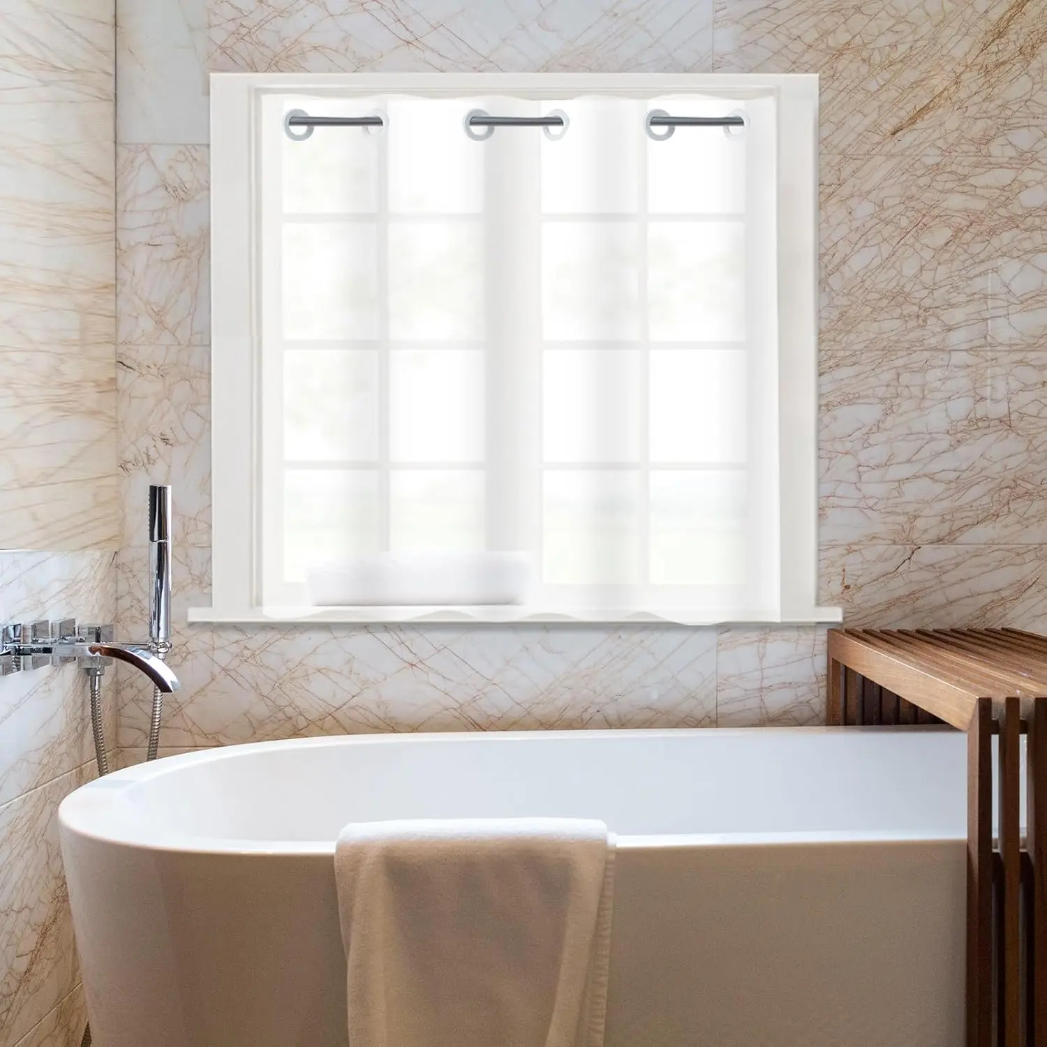Frosted Plastic PEVA Bathroom Window & Shower Curtain - No Hook Needed, Easy Installation & Cleaning, 48w x 48l (Pack of 1) Narrow Small Short Curtain for Shower Room
