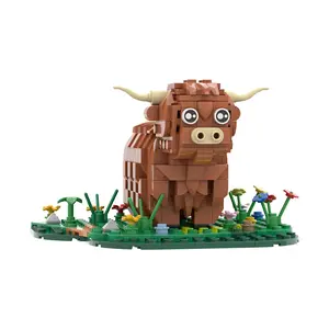 Highland cattle building block toys are compatible with LEGO small particles Building Blocks Set