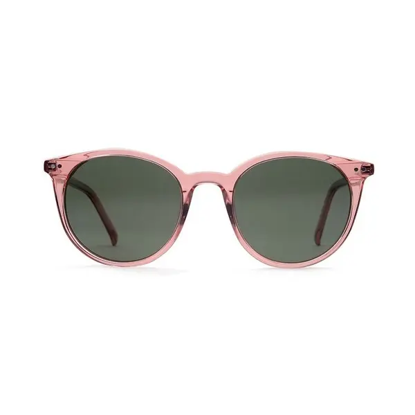 LUMIRA SADIE Round Sunglasses – Transparent Rose, Dark UV400 Lenses, 52-21-140, Medium Fit