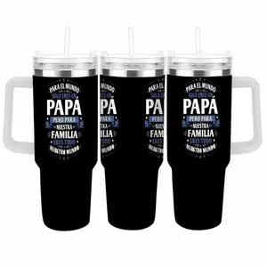 Vaso Termico para Papa Regalo Dia del Padre Para el Mundo Solo Eres un Papa Frase Emocional Vaso de Acero Inoxidable Portatil con Asa Termo para Coche Cafe Agua 40oz summerwins