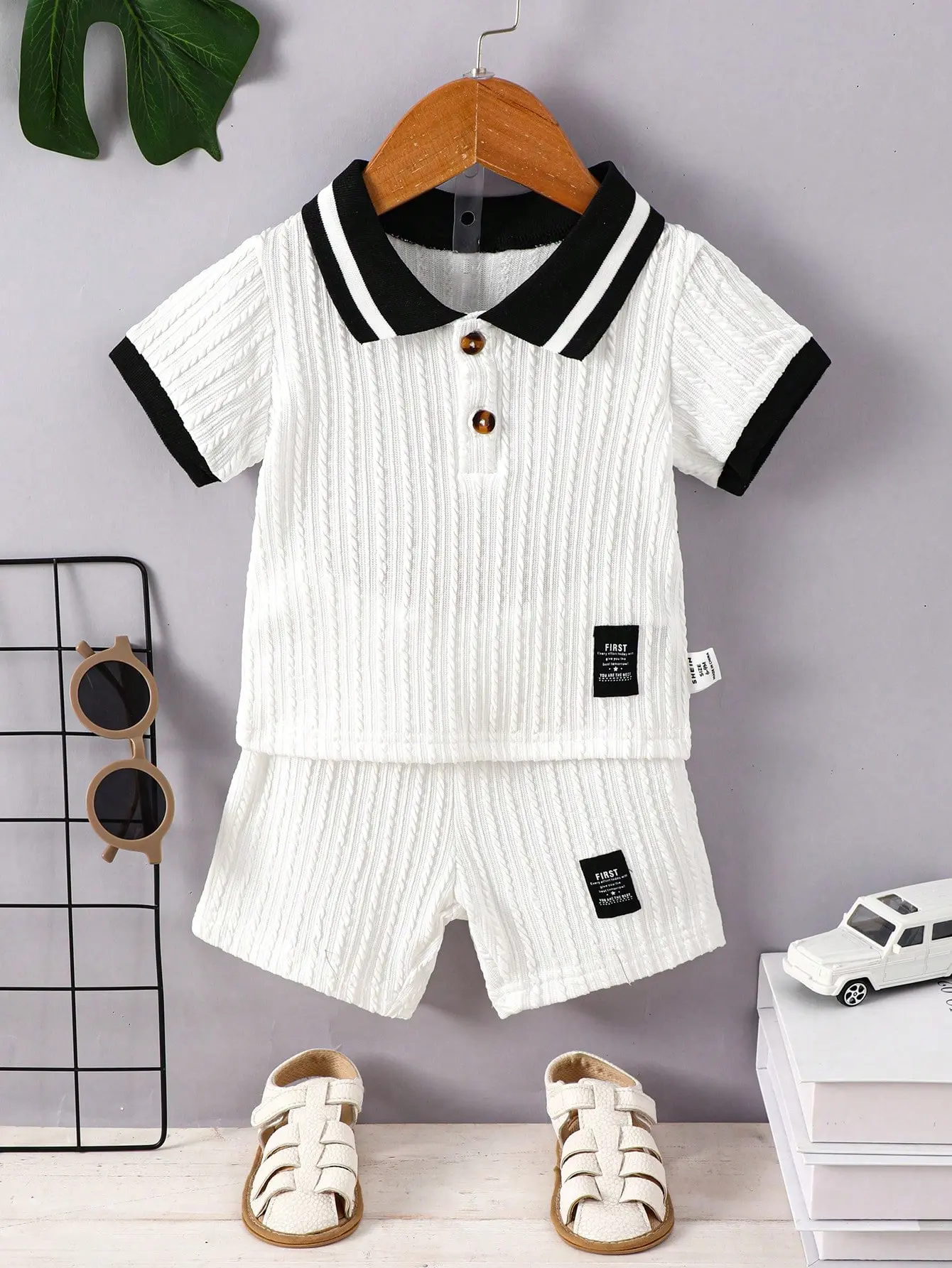 Toddler Boys Polo Shirt Set Short Sleeve Knit Breathable Kids Summer Outfit Baby Clothes