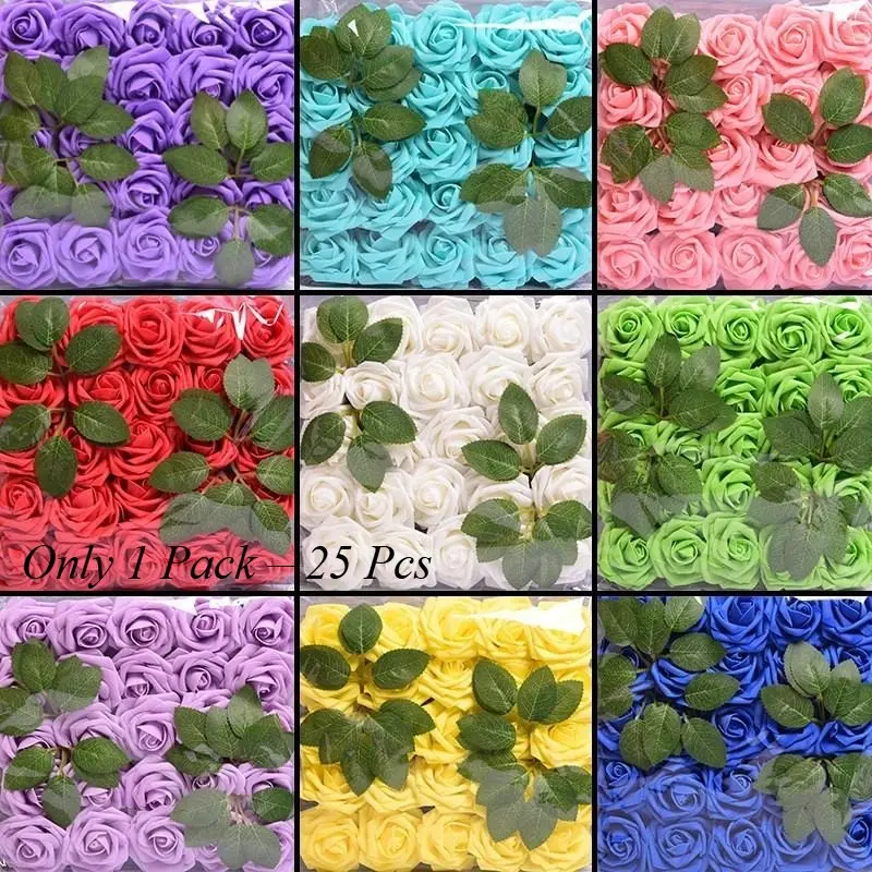 25pcs Artificial Roses, Realistic Faux Decorative Flowers for DIY Wedding, Bouquet, Centerpiece & Home Decor, Perfect for Weddings & Events, Artificial Fake Flowers