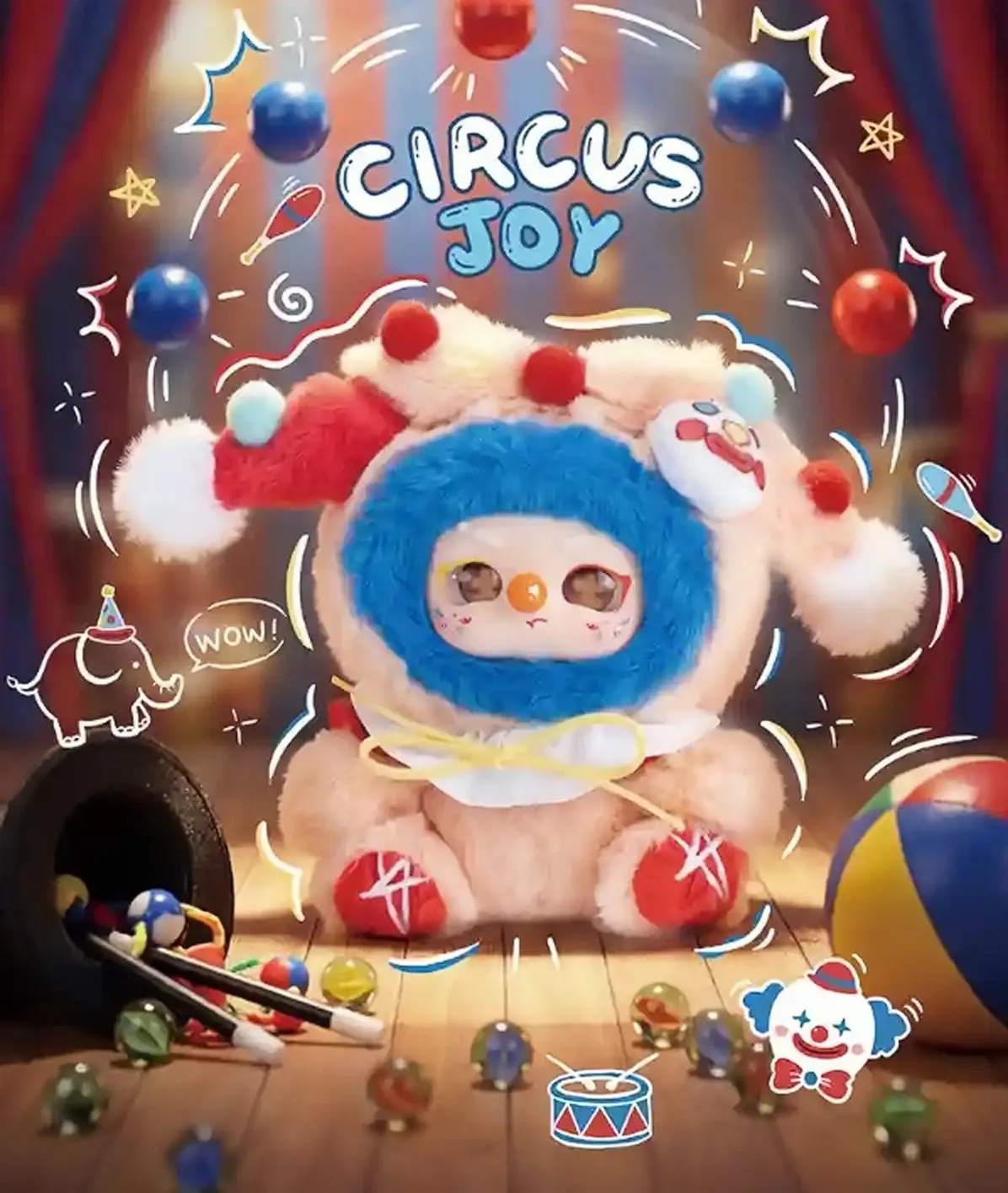 Rumi Dreamy Clown Town Series Plush Blind Box - Sealed Hobby Box, Blindbags Surprise Set, Random Surprise Set - Whimsical Circus Stuffed Animal, Kawaii Fluffy Pierrot Art Toy for Desk Decor, Birthday Gift