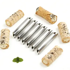 Cannoli Tubes, 10pcs Stainless Steel Pastry Roll Horn Mould,Non-stick cream horn Danish Pastry Molds for Cannoli Form Screw Croissant Shell Cream Roll Spiral Bread DIY ,Cake Baking Mold for Home kitchen Outdoor Picnic, Bakeware Kitchenware