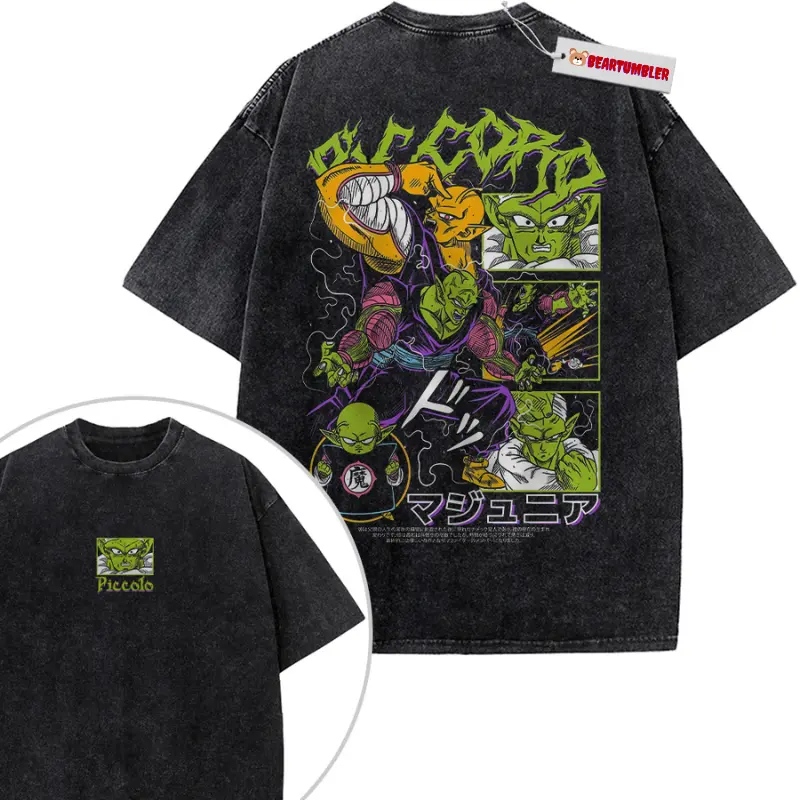 Piccolo DB Anime T-Shirt, Vintage Acid Wash Anime Graphic, Anime Shirt, VIntage T-Shirt, Y2K Edgy Manga Streetwear, Retro Otaku Fashion, Unisex Cotton Crewneck T-Shirt Menswear Womenswear Streetwear Top