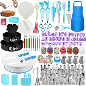 722 count Cake Decorating Kit - Baking Supplies with Springform Pans, Cake Rotating Turntable, Icing Piping Bags and frosting Tips Set - Cake Decorating Tools for Beginners