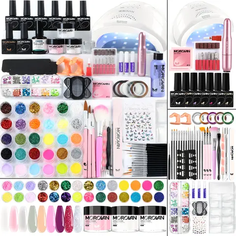MOROVAN Blossom Acrylic Nails Kit - Professional All-Inclusive Manicure Starter Kit for Beginners, Adults, Chic Decorated Acrylic Overlays & Fake Nails Extension, 3+ Weeks Wear, 24-Month Warranty, Women's Gift