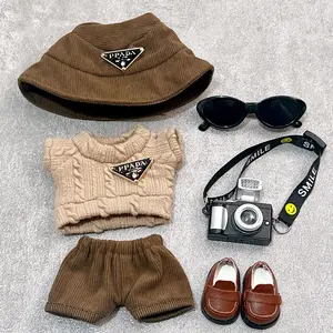 17cm Labubu Clothes Set Doll, Sweater Overalls hat set Outift Set for Labubu 17cm Accessories(NO Doll)