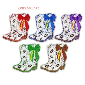 New Sporty Sequin Boots with Bow & Rugby Elements, 5 Colors Available, Handmade Decorative Accessories for DIY Bags Shoes