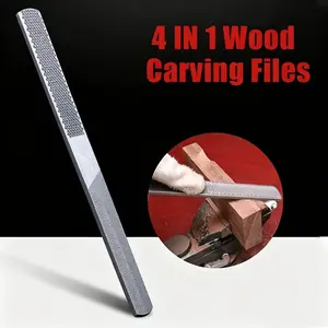 1pc 4 IN 1 Wood Carving Files Rasp Wooden Rotating Burrs File Double-Cut Alloy Square Flat Half Round Filling Needle Woodworking Wood Carving Tools