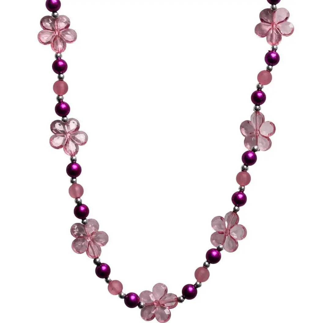 38" Acrylic Pink Daisy Bead Necklace (Each)