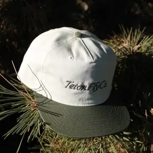 Teton Fly Co SnapBack Hat, Fly Fishing, White with green Lettering, Adjustable Fit, Adjustable Closure, Adjustable Fit