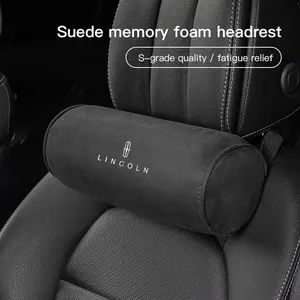 Car Neck Pillow Suede Circular Headrests Mounted Cervical Spine Protection Pillow For Lincoln Navigator Continental Nautilus Aviator MKZ MKX MKC MKT MKS Corsair Mark E