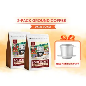 Bold Roast – Robusta Coffee Ground with Vienamese Phin Filter (1.1 lb/2 Pack)