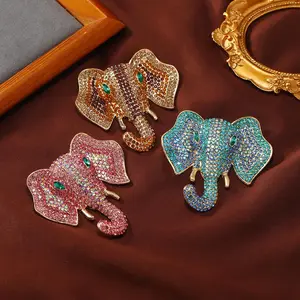 3pcs Rhinestone Luxurious Elephant Brooch, Multifunctional Retro Unique Animal Shaped Badge with Sparkling Details for Men's and Women's Clothing