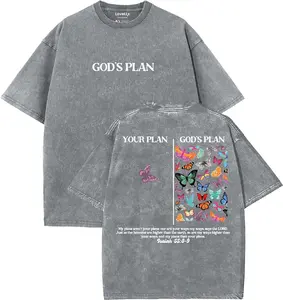 God's Plan Unisex Washed T-Shirt, Christian t shirts, Vintage 90s Graphic Tee, Gift Top Womenswear Cotton