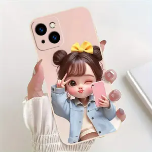 Cartoon cute girl pattern, shockproof protective cover, suitable for iPhone 16 15 14 13 12 11 XS X and other series mobile phone cases, suitable for gifts for boyfriends and girlfriends
