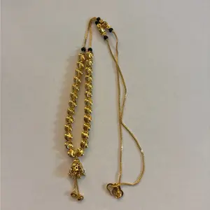 Gold Plain Chain with Gold Plated Beads and Black Beads New Style Mangalsutra for Indian Women Elegant Jewelry