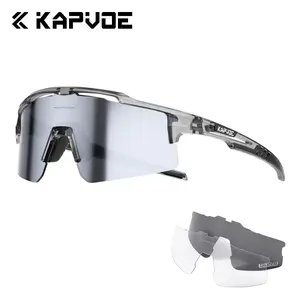 Kapvoe Outdoor Sports Glasses Men Women Road Bicycle Cycling Sunglasses UV400 Windproof Goggles MTB Running Hiking Eyewea
