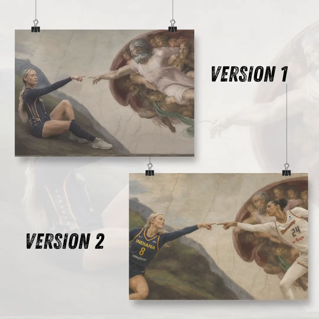 [No Frame] Funny Art Sophie The Creation of Adam Straight Outta Basketball Poster, Vintage Basketball Pointing Win A Game Meme Wall Art Gift for Fan