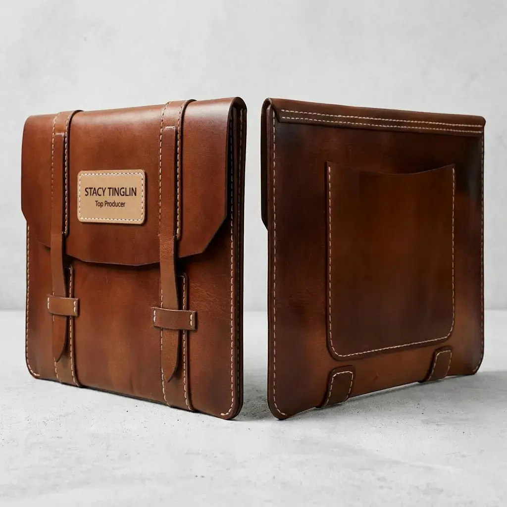 Hand-Sewn Personalized Leather Portfolio — Document Holder & Laptop Sleeve