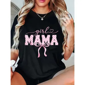 100% Cotton Retro Girl Mama Checkered Mothers Day Women T-Shirt