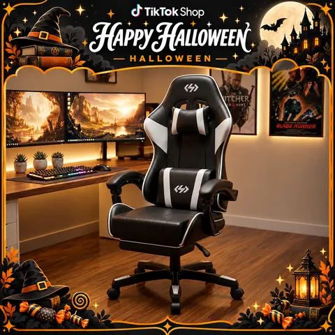 Ecofurnix Gamer Chair - Ergonomic High-Back Office Desk Chair for Work & Gaming, 19.7in Spine Support, 30d Head Support, Stain-Resist PU Top, 45db Quiet Roll Silent Casters, Footrest, Height Adjustment, Reclining Backrest, 360° Swivel, Anti-Tilt Shafts