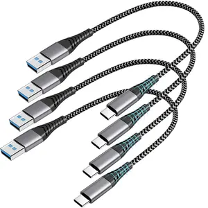 4-Pack 15cm Short USB-C Cable, Nylon Braided Fast Charging Cord for iPhone & iPad Pro/air, Samsung S25/s24, Durable Design, USB C Cables