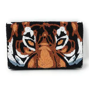 Tiger Beaded Clutch Purse
