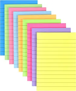 9 Pack Lined Sticky Notes 4"x6" Bright Colors Self-Stick Note Pads with Lines, 9 Colors Bulk Sticky Memo Pad for School, Office, Meeting