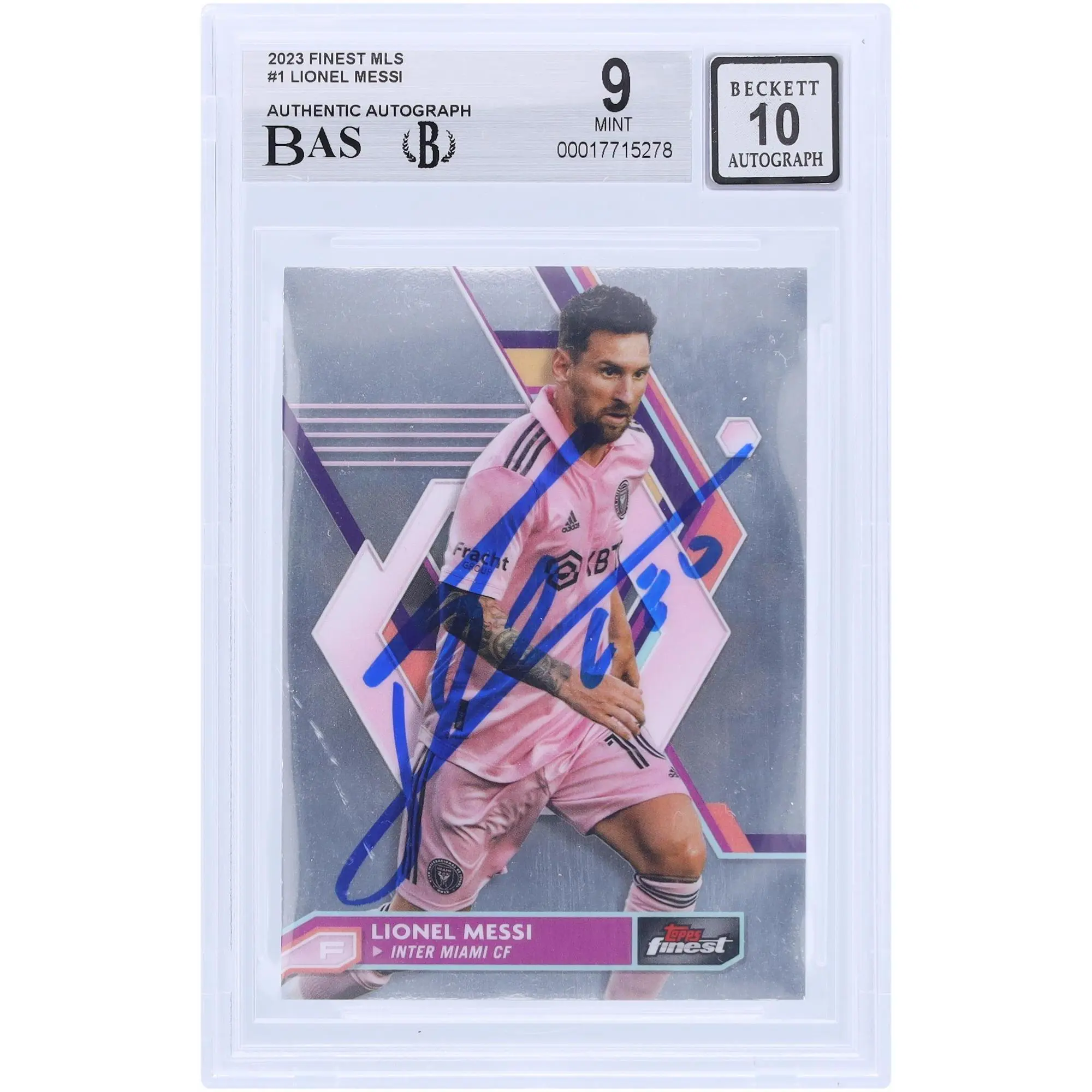 Lionel Messi Inter Miami CF Autographed 2023 Topps Finest MLS #1 BAS Authenticated 9/10 Card - Fanatics Authentic Certified