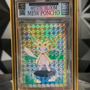 Mew Leafeon Themed Poncho Art Card, Collectible Cultural Art Piece