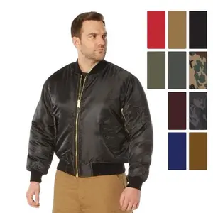 ROTHCO Men's Classic MA-1 Bomber Flight Jacket - Nylon Outer Shell, Rescue Orange Polyester Lining, Weatherproof, Insulated, Utility Zipper Long Sleeve - Menswear Tops & Coats