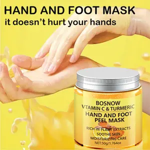 【Ten pack is cheaper】BOSNOW Vitamin C & Turmeric Hand and Foot Peel Mask - Enhances Skin Brightness & Elasticity, Anti-Inflammatory, Antioxidant Properties, Ideal for Weekly Use