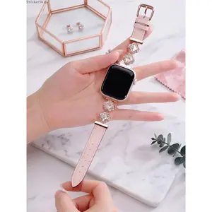 2026 Bling Rhinestone Four Leaf Clover Watch Band for Women, Luxury Elegant Replacement Strap, Business Formal Dress Wristband Compatible with Apple Watch Ultra 2 Ultra Series 10 to 1 SE SE2, 38mm 40mm 41mm 42mm 44mm 45mm 49mm, Fashion Jewelry Accessory f