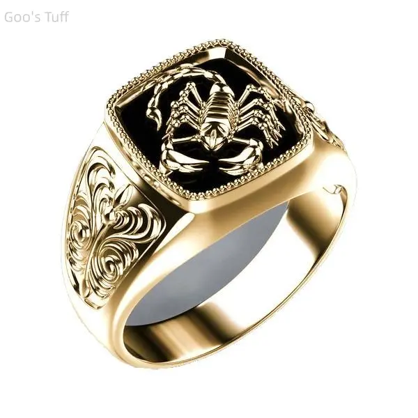 Finger Band Hand Jewelry Trendy Mens Gothic Punk Rings Epoxy Black Scorpion Plated Engraved Pattern Band Popular Personalized Scorpion Shape Finger Ring For Men Edgy Electroplated Inlay Street Rock Concert Club Daily Casual Accessory