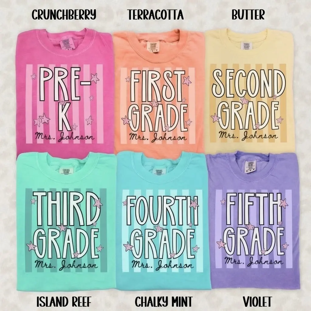 [Pls note name] Personalized Teacher Grade Shirt, Pre-K First Second Third Fourth Fifth Grade Teacher Tee, Back to School Teacher Shirt, Custom Name Gift