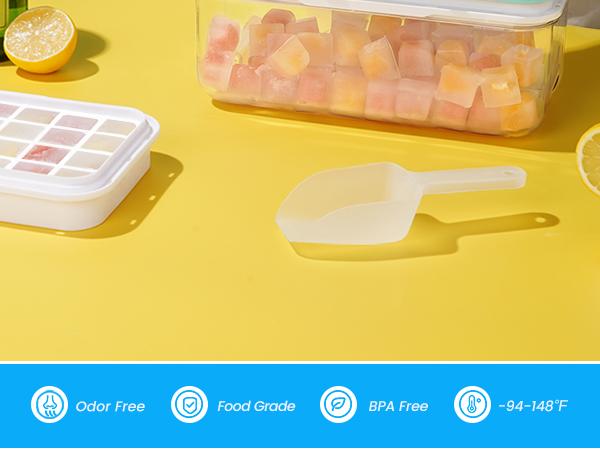 Flycity Stackable Ice Cube Tray Set with Lid and Bin – 64/96 Cubes,BPA Free,Easy-Release Ice Molds for Freezer,Includes Scoop Containers Utensils