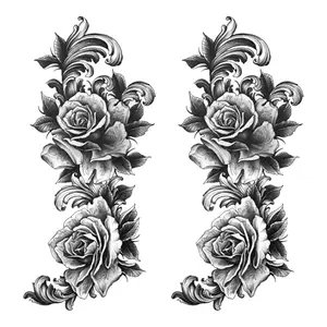 2 Realistic Floral Temporary Tattoos for Women, Beautiful Body Art Designs for Girls, Perfect for Adults and Special Occasions, Semi Permanent Tattoo