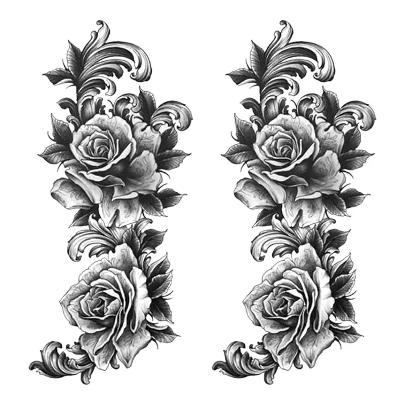 2 Realistic Floral Temporary Fake Tattoos for Women, Beautiful Body Art Designs for Girls, Perfect for Adults and Special Occasions, Semi Permanent Tattoo