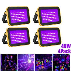 VASTFIRE 40W Professional UV Flood Light IP65 Waterproof 180° Adjustable Magnetic Base Outdoor LED UV Light for Halloween Parties Night Fishing Rechargeable 2000mAh Battery Portable LED Black Light USB Charging
