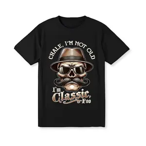Men'S "I'M Not Old, I'M Classic Foo" Graphic Tee - Funny Cholo Chicano Lowrider Design, Black Cotton Short Sleeve T-Shirt, Casual Round Neck, Machine Washable, Allseason Apparel| Playful Design| Graphic Print Shirt