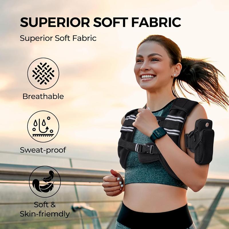 PACEARTH Weighted Vest,4Lb/6Lb/10Lb/12Lb/16Lb/20Lb/25Lb/30Lb Weight Vest with Reflective Stripe, Body Weight Vests Adjustable for Men, Women Workout, Strength Training, Running, Walking, Jogging