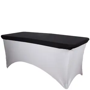 Stretch Spandex 72"x30" Rectangle Tablecloth Top Cover Black - Durable Fitted Table Topper Cap